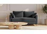 BRUNO Schlafsofa 140cm in Anthrazit | Flow | stabiles Massivholz & Boxspringkomfort