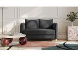 BRUNO Schlafsofa 120cm in Anthrazit | Pillow | stabiles Massivholz & Boxspringkomfort