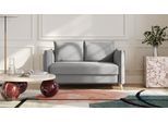 BRUNO Schlafsofa 160cm in Hellgrau | Pillow | stabiles Massivholz & Boxspringkomfort