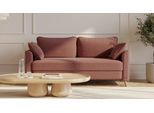 BRUNO Schlafsofa 160cm in Hazelnut Rot Braun | Flow | stabiles Massivholz & Boxspringkomfort