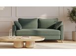 BRUNO Schlafsofa 160cm in Dunkel Waldgrün | Flow | stabiles Massivholz & Boxspringkomfort