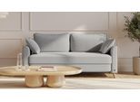 BRUNO Schlafsofa 160cm in Silber Grau | Flow | stabiles Massivholz & Boxspringkomfort