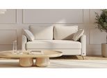 BRUNO Schlafsofa 140cm in Creme Ecru | Flow | stabiles Massivholz & Boxspringkomfort