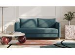 BRUNO Schlafsofa 160cm in Petrol Türkis | Pillow | stabiles Massivholz & Boxspringkomfort
