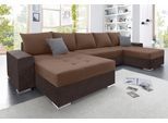 Wohnlandschaft COLLECTION AB "Josy XXL U-Form, B: 333 cm, mit 2 Recamieren 77 & 97 cm", braun (dunkelbraun, braun), B:333cm H:84cm T:161cm, Kunstleder SOFTLUX/100% Polyester, Sofas, Wohnlandschaft, Schlaffunktion, Bettkasten & 2 Zierkissen, Federkern
