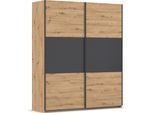 Schwebetürenschrank RAUCH "Kleiderschrank Schrank Garderobe Garderobenschrank Wäscheschrank NEO", grau (eiche artisan, graumetallic), B:175cm H:210cm T:59cm, Holzwerkstoff, Schränke, Schwebetürenschrank, mit großzügigem Stauraum und vielfältigen Farbkombinationen