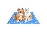 nobleza Kühlmatte für Hunde – Blau mit Knochen- & Pfotenmotiv M