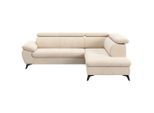 Sembella , Beige , Textil , Ottomane rechts, L-Form , 256x207 cm , Stoffauswahl, Hocker erhältlich, Rücken echt, Armteil links ,