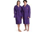 Bademantel ARENA "arena Unisex Zeppelin Bademantel" Gr. L, lila (violet, calypso coral), L:118cm, Baumwolle, Hausmäntel, Bademantel, Schwimmbad, Sauna, Baumwolle, Unisex, weich, bequem, Kapuze, leicht