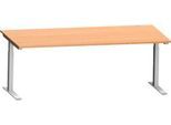 Schäfer Shop Genius Schreibtisch MODENA FLEX, C-Fuß-Rechteckrohr, B 2000 x T 1000 mm, Buche/weißalu