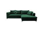 P & B Eckschlafsofa, Grün, Metall, 4-Sitzer, Füllung: Schaumstoff, 277x187 cm, Made in EU, Rücken echt, Armteil rechts, Wohnzimmer, Sofas & Couches, Schlafsofas, Schlafsofas mit Bettkasten
