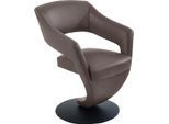 Drehstuhl K+W KOMFORT & WOHNEN "Kansas", braun (sattel 77), B:62cm H:87cm T:64cm, Stühle, Drehstuhl, Design Leder-Drehsessel mit hohem Sitzkomfort, Drehteller in schwarz