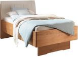 Holzbett WIEMANN "Cardiff, Bettgestell, Bettrahmen, teilmassiv, mit Polsterkopfteil", braun (erle teilmassiv), B:90cm L:220cm, Betten, Holzbett, Fußteil aus Massivholz, verschiedene Größen
