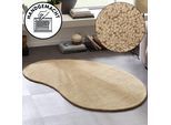 Wollteppich THEKO "Gabbeh Uni, Handgefertigt, meliert, auch als Läufer erhältlich, Wolle" Gr. 70, beige, B:100cm H:14mm L:150cm, Wolle, Teppiche, Wollteppich, Schlafzimmer, Wohnzimmer, Esszimmer, auch als Läufer oder rund