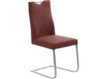 Freischwinger K+W KOMFORT & WOHNEN "6194", rot (bordeaux 15, edelstahlfarbig), B:47cm H:100cm T:61cm, Stühle, Freischwinger, mit praktischem Griff oben am Rücken, Gestell aus Edelstahl