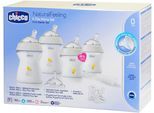 Babyflasche CHICCO "Erster Starter-Set Naturalfeeling", Baby, weiß (weiß, blau), Kunststoff, Trinkflaschen Babyflasche