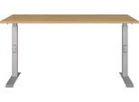 Schreibtisch GERMANIA "Downey", silber (grandson, eiche, nachbildung, silber, silber, grandson, eiche, nachbildung), B:140cm H:91cm T:80cm, Tische, Schreibtisch, höhenverstellbar von 68-91 cm, verfügbar in verschiedenen Breiten