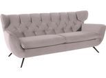 3-Sitzer 3C CANDY "Beatrice, extravagantes Megasofa, bequem, Küchensofa, Breite 225cm", rosa (altrosa), B:225cm H:94cm T:95cm, Samt-Optik (100% Polyester), Sofas, 3-Sitzer, mit Rückensteppung im Rautenmuster, Samt Optik, auch in Fellimitat