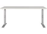 Schreibtisch GERMANIA "GW-Agenda", silber (lichtgrau, silber, silber, lichtgrau), B:160cm H:91cm T:80cm, Tische, Schreibtisch, höhenverstellbar von 68-91 cm, verfügbar in verschiedenen Breiten