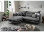 Ecksofa HOME AFFAIRE "Levke, 255 x 180 cm, modern und bequem", grau (asche, zierkissen blumenmuster), B:255cm H:94cm T:180cm, 100% Polyester, Sofas, Ecksofa, Velours, L-Form, inkl. Rücken- und Zierkissen