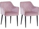 Polsterstuhl SIT "Aosta 2er-Set aus Samt mit Diamantsteppung", rosa (altrosa, schwarz), B:63cm H:83cm T:61cm, Stühle, Polsterstuhl, Diamantsteppung auf der Innenseite trifft edlen Samtbezug