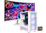 COUGAR Gaming-PC-Komplettsystem "MegaDeal MX600 WT 2891 AMD Ryzen 7 9700X 32GB DDR5 1TB SSD RTX 5070", Energieeffizienz: G, weiß, Microsoft Windows 11 Home (64 Bit), 32 GB RAM 1.000 GB SSD, Computer_Komplettsysteme, Windows 11, DDR5 RAM+ MSI PRO MP341CQW LED-Monitor Curved 86,4 m (34"), Gaming-PC-Komplettsystem