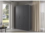 Kleiderschrank RAUCH "Schrank Schlafzimmerschrank Garderobe Stauraum GAMMA Breite 136 cm", grau (graumetallic, griffe chrom), Schränke, Kinder, B/H/T: 136cm x 210cm x 54cm, Basic, Holzwerkstoff, Kleiderschrank, mit Schubladen, verschiedene Griff-Varianten TOPSELLER MADE IN GERMANY, B:136cm H:210cm T:54cm