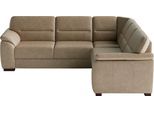 Ecksofa SIT & MORE "Montego L-Form, B: 256 cm, große Stoffauswahl, Komfortsitzhöhe 46 cm", beige (savannah), B:255cm H:88cm T:225cm, 100% Polyester, Sofas, Ecksofa, optional Schlaffunktion und Schubkasten mit Stauraum