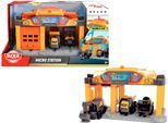Spiel-Gebäude DICKIE TOYS "Micro Construction Station", gelb (gelb, grau), Fahrzeug-Spielwelten, KinderB:25cm, Spiel-Gebäude, inklusive 3 Volvo Baustellenfahrzeuge; mit Licht und Sound, B:25cm