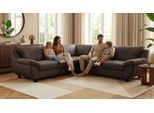 Ecksofa OTTO HOME "Sillkeborg 251 x 251 cm, formschönes Sofa mit dunklen Füßen", braun, B:251cm H:80cm T:251cm, 100% Polyester, Sofas, Ecksofa, mit Schlaffunktion, L-Form, aus Pet Friendly Bezug