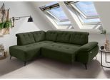 Ecksofa HOME AFFAIRE "Fiore modern, bequeme Armlehne, tolle Detailverarbeitung, L-Form", grün (moosgrün), B:255cm H:94cm, 93% Polyester, 7% Polyamid, Sofas, Ecksofa, elektrischer Sitzvorschub und Kopfstützen höhenverstellbar