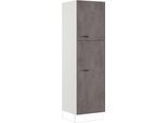 Wäscheschrank IMPULS KÜCHEN "Prag", Breite/Höhe: 60/205,1 cm, mit Wäschekörben", grau (beton, optik schiefer dunkelgrau), B:60cm H:205,1cm T:57,6cm, Dekorfolie, Holzwerkstoff, Schränke, Wäscheschrank, vormontiert, mit Drehtüren, mit Innenschubkästen