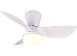 REALITY LEUCHTEN LED Deckenleuchte "RANDERS mit Ventilator, Deckenventilator mit Licht inkl Fernbedienung", weiß (weiß matt), 1, Ø 76cm H: 26cm, 1 Stk., Leuchten, 6 Geschwindigkeiten Timer Vor- & Rücklauf LED dimmbar CCT Nachtlicht, LED Deckenleuchte