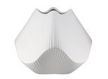 Tischvase GILDE "Vase Lamellen H. 18,5 cm", weiß, B:22cm H:18,5cm T:22cm Ø:22cm, Keramik, Vasen, Tischvase, Matte Lamellen-Struktur, Dekovase