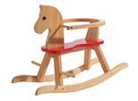 Schaukelpferd ROBA "Natur/Rot", bunt, Schaukeltiere, BabyB:43cm H:55cm T:82cm, Schaukelpferd, aus Holz, B:43cm H:55cm T:82cm