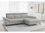 Ecksofa SIT & MORE "Vanity L-Form, Leder, B: 264 cm, mit Sitz-, Kopf u. Armteilverstellung", grau (light grau), B:264cm H:84cm T:181cm, Sofas, Ecksofa, Couch optional mit Schlaffunktion & Bettkasten, in Leder