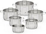 Topf-Set HANSEATIC "BASIC", silber (silberfarben), Töpfe, Topf-Set, für alle Herdarten geeignet, unbeschichtet