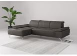 Ecksofa OTTO HOME "Caluna, L-Form, B:280cm, Federkern, in Stoff und Leder", braun (mocca), B:280cm H:81cm T:174cm, Sofas, Ecksofa, Inkl.Sitztiefenverstellung, wahlweise mit Kopf- und Armteilverstellung