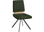 Esszimmerstuhl MASSIVLINE & MORE "Brügge 300", grün (khaki, schwarz, khaki), B:48cm H:92cm T:59,5cm, Holzwerkstoff, Metall, Stoff, Stühle, Esszimmerstuhl