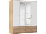 Kleiderschrank RAUCH "Schrank Garderobenschrank Mehrzweckschrank Schlafzimmer HERSBRUCK", weiß (eiche sonoma, alpinweiß), B:181cm H:210cm T:54cm, Holzwerkstoff, Schränke, Kleiderschrank, mit großzügigen Schubladen sowie Spiegeltüren MADE IN GERMANY