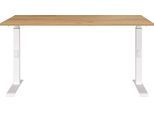 Schreibtisch GERMANIA "Downey", weiß (navarra, eiche, nachbildung, weiß, weiß, navarra, eiche, nachbildung), B:140cm H:91cm T:80cm, Tische, Schreibtisch, höhenverstellbar von 68-91 cm, verfügbar in verschiedenen Breiten