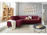 Ecksofa DOMO COLLECTION "Amora, bequem & zeitlos, Breite 263cm, Federkern, L-Form", rot (bordeaux), B:263cm H:81cm T:191cm, Sofas, Ecksofa, mit Federkern, Fußhöhe passend für gängige Saugroboter