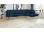 Ecksofa ANDAS "Grenzda, L-Form", blau, B:255cm H:88cm T:196cm, Struktur (100% Polyester), Sofas, Ecksofa, mit Holzfüßen