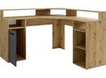Gamingtisch OTTO HOME "Fowey", grau (artisan eiche, anthrazit, artisan eiche, artisan eiche), B:139cm H:120cm T:139cm, Tische, Gamingtisch, Breite 139 cm, moderner Eck-Schreibtisch