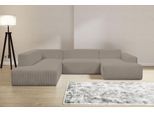 Wohnlandschaft WERK2 "Zeus-U 330 cm breit, viel Platz, modern und zeitlos", grau (hellgrau, beige), B:330cm H:70cm T:263cm, 90% Polyester, 10% Nylon, Sofas, Wohnlandschaft, Curvy Trend mit urbaner Optik auch in weichem Cord, U-Form