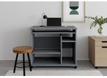 Computertisch VOGL MÖBELFABRIK "Compi", grau (anthrazit), B:90cm H:76cm T:50cm, Tische, Computertisch, PC-Tisch mit Tastaturauszug, platzsparend, Breite 72 oder 90 cm