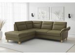 Ecksofa SIT & MORE "Pamela L-Form, B: 218 cm, optional Schlaffunktion & Bettkasten, Leder", grau (olive), B:218cm H:90cm T:212cm, Sofas, Ecksofa, wahlweise mit Armteilverstellung, Sofa mit Federkern, Sitzhöhe: 48 cm