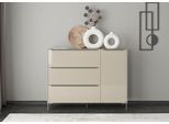 Sideboard "Reno", beige (kaschmir matt lack, glas kaschmir glanz), B:137cm H:108cm T:42cm, Glas, Holzwerkstoff, SET ONE BY MUSTERRING, Sideboards, Sideboard, Mit Winkelfuß in diversen Farben, 108 cm Höhe & Farbauswahl