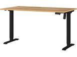 Schreibtisch GERMANIA "Boras", braun (navarra, eiche, nachbildung, schwarz, schwarz, navarra, eiche, nachbildung), B:140cm H:120cm T:80cm, Tische, Schreibtisch, Breite 120/140/160/180 cm, Metallgestell, elektrisch höhenverstellbar