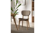 Stuhl HOME AFFAIRE "COZY Made in Italy", grau (elephant, buche, elephant), B:50cm H:88cm T:62cm, Polyester, Stühle, Stuhl, Gestell in Buche, Kirsch- oder Nussbaum, Massivholz, Design Stuhl